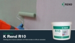 Image the K Rend R10 Bonding Aid being applied to a wall, with an image of the product and a description.