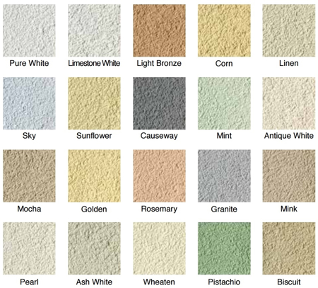 Image of a colour chart showcasing the range of colours that the K Rend Silicone TC15 product is available in.